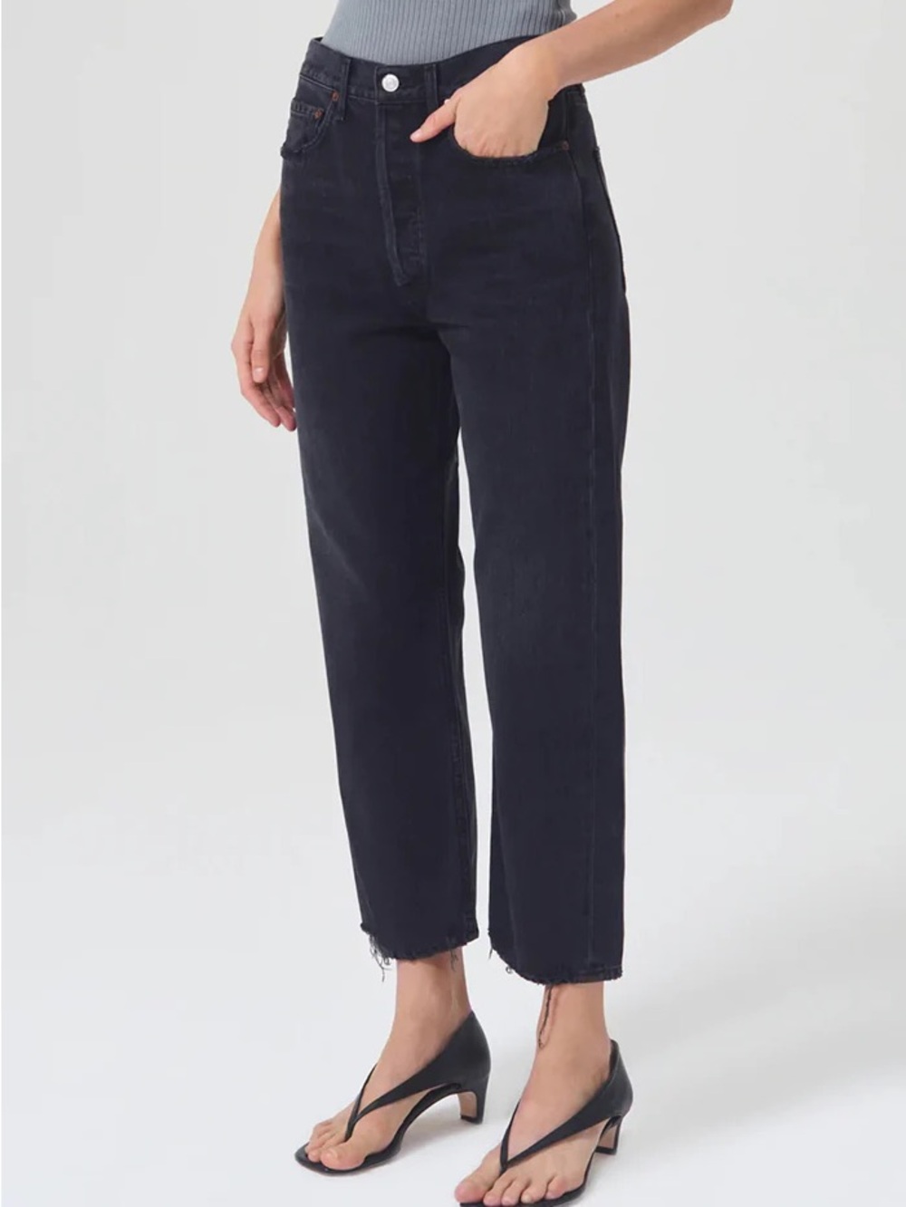 Agolde 90s Mid Rise Crop in Tar